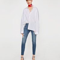 ZARA 06840245400 女款刺绣紧身牛仔裤