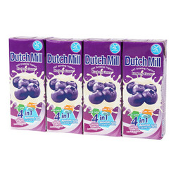 泰国进口 酸奶饮品 达美（Dutch Mill）蓝莓味酸奶饮品180ml*4 组合装