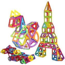铭塔（MING TA）66片磁力片积木 百变提拉建构片塑料哒哒搭磁性玩具儿童智力魔磁铁棒 v8802 *2件