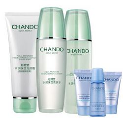 CHANDO 自然堂 水润保湿基础套装 （洗颜霜100g+柔肤水135ml+柔肤乳100ml+雪域三件套）