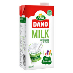 丹麦进口 阿拉arla dano UHT 脱脂纯牛奶3.5g脂肪1L*12盒 *5件