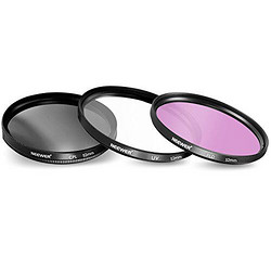 Neewer 52mm 三件套 UV镜 CPL偏振镜 FLD荧光镜+3片滤镜包 三合一滤镜套装（亚马逊进口直采,美国品牌）