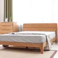 维莎 w0430-1 白橡木双人床+床头柜*1+床垫 1.8米 