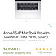 Apple 苹果 MacBook Pro 15.4英寸笔记本电脑（Core i7、16GB、512GB、Multi-Touch Bar）