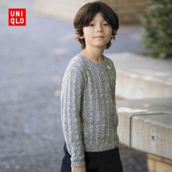 优衣库 UNIQLO 优衣库 401799 大童中性款纽花圆领针织衫