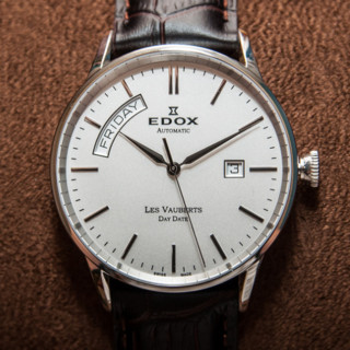 EDOX 依度 Les Vauberts系列 83007-3-AIN 男款机械表 40mm 银色 棕色 皮革