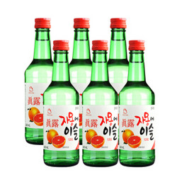 真露（JINRO）烧酒 韩国进口13°西柚味 360ml*6瓶 连包
