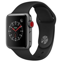 Apple Watch Series 3智能手表（GPS+蜂窝网络款 38毫米 深空灰色铝金属表壳 黑色运动型表带 MQQF2CH/A）