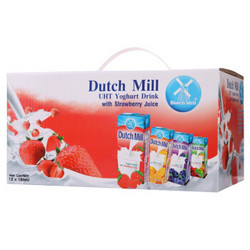 泰国进口 酸奶饮品 达美（Dutch Mill）草莓味酸奶饮品180ml*12 礼盒装 *2件