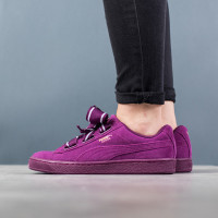 6.5码起：PUMA 彪马 Suede Heart Satin II 女款蝴蝶结板鞋