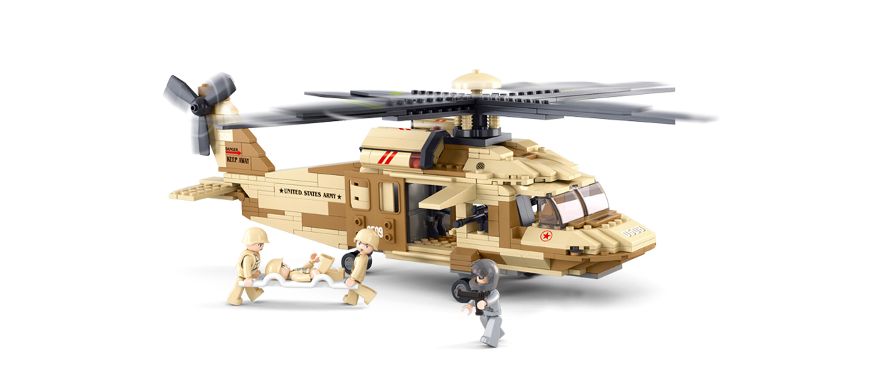 国产乐高式积木:小鲁班 uh-60l 黑鹰直升飞机
