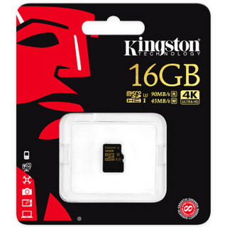 Kingston 金士顿 16GB 90MB/s TF(Micro SD)UHS-I Class10 高速存储卡