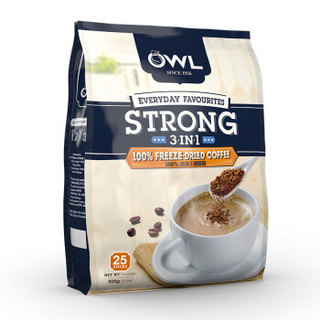 马来西亚进口owl猫头鹰冷冻干燥速溶咖啡三合一特浓咖啡500g/25条 *4件