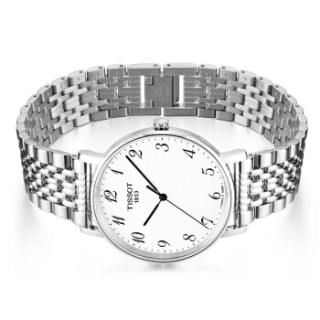 TISSOT 天梭 魅时系列 钢带石英中性表 T109.410.11.032.00 38mm 白色 银色 不锈钢