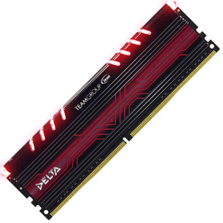 十铨(Team) 炫光系列灯条 红色LED呼吸灯 DDR4 2400 8G 台式机内存