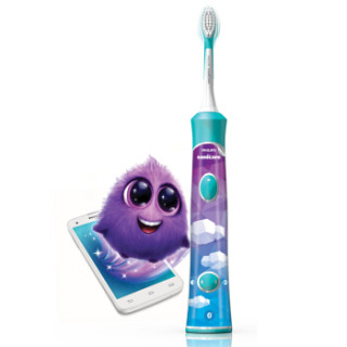 PHILIPS 飞利浦 Sonicare for Kids儿童护齿系列 HX6322/04 儿童声波震动牙刷 蓝牙版 蓝色