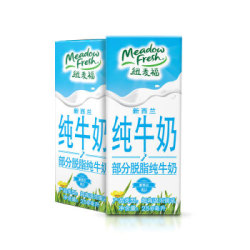新西兰进口牛奶 纽麦福(Meadow fresh)3.5g蛋白质 部分脱脂高钙低脂纯牛奶 250ML*24盒 整箱装