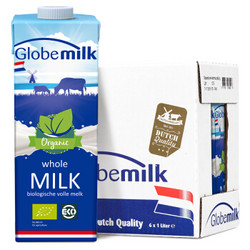 荷兰原装进口 荷高Glolemilk 3.7优乳蛋白有机全脂纯牛奶 1L*6整箱装 *2件