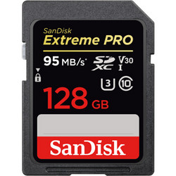 SanDisk 闪迪  128GB 读速95MB/s 写速90MB/s 至尊超极速SDXC UHS-I V30 U3 Class10 SD卡