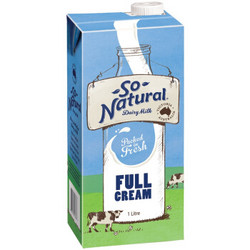澳洲进口 澳伯顿(So Natural) 全脂纯牛奶 原装进口牛奶 1L*12盒/箱 *3件