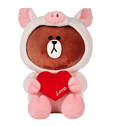 圣诞礼物linefriends爱心布朗熊坐姿玩偶45cmlinefriends丘可餐盒饭盒