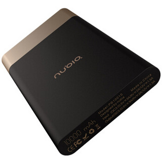 努比亚（nubia）原厂 PB1001S 移动电源 10000mAh 锂聚合物电芯 黑金色（支持type C双向QC3.0快速充电）