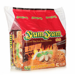 泰国进口  养养牌（yumyum）泰式香辣烤鸡味干拌面  70g*5包  五连包  速食方便面 *3件