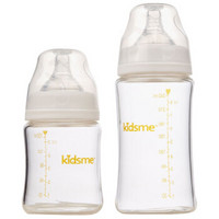 kidsme 亲亲我 新生儿宽口径玻璃奶瓶套装 150ml+240ml