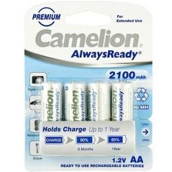 飞狮（Camelion） AlwaysReady 储能型低自放5号镍氢充电电池 2100毫安时 4节卡装 *3件+凑单品