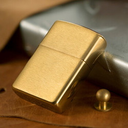 zippo 之宝 打火机 铜厚壳沙子168 拉丝黄铜铠甲机