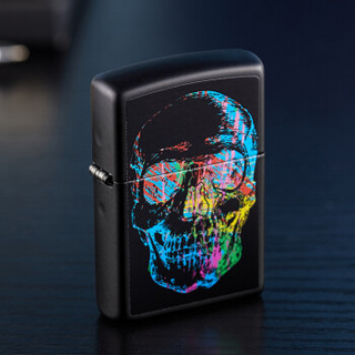 ZIPPO 之宝 28042 变色骷髅 黑哑漆彩印 煤油防风火机