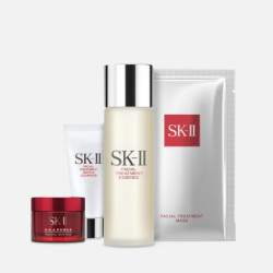 SK-II 限量护肤四件套装（神仙水75ML+洁面霜20G+肌源修护面霜15G+面膜1片）  