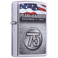 ZIPPO 之宝 29176 珍珠港75周年 拉丝镀铬彩印 煤油防风火机