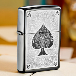 ZIPPO 之宝 28323 暗花幺点 黑冰镭射雕刻 煤油防风火机