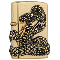 ZIPPO 之宝 ZBT-1-30 金/银蛇缠绕 镜面蚀刻徽章 煤油防风火机