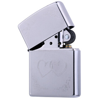 ZIPPO 之宝 24016 心对心 花砂镀铬雕刻 煤油防风火机