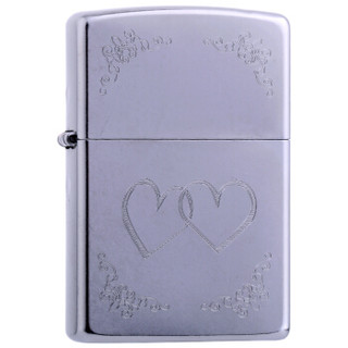ZIPPO 之宝 24016 心对心 花砂镀铬雕刻 煤油防风火机
