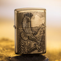 ZIPPO 之宝 防风煤油打火机 高山鹰-拉丝黄铜 单机