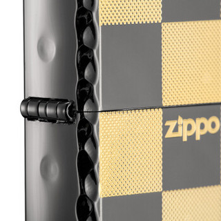 ZIPPO 之宝 ZBT-1-12 格子 黑冰蚀刻镀金填充 煤油防风火机