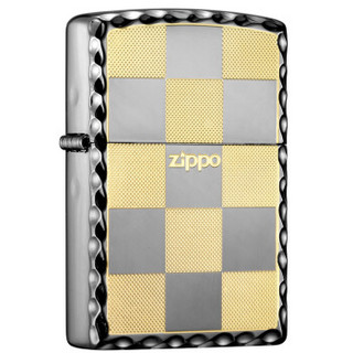 ZIPPO 之宝 ZBT-1-12 格子 黑冰蚀刻镀金填充 煤油防风火机