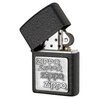 ZIPPO 之宝 363 四代锡 黑裂漆徽章 煤油防风火机
