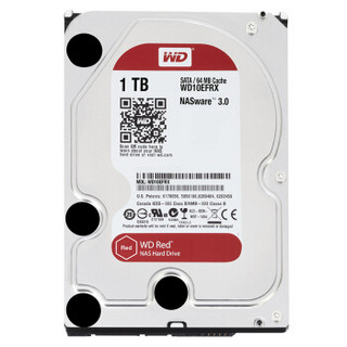 Western Digital 西部数据 红盘系列 3.5英寸NAS硬盘 1TB 64MB(5400rpm、PMR)WD10EFRX