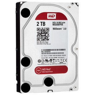 Western Digital 西部数据 红盘系列 3.5英寸NAS硬盘 2TB 64MB(5400rpm、PMR)WD20EFRX