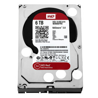 Western Digital 西部数据 红盘系列 3.5英寸NAS硬盘 6TB 64MB(5400rpm、PMR)WD60EFRX