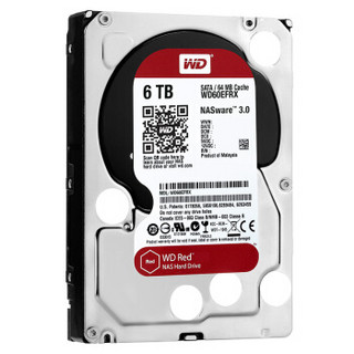 Western Digital 西部数据 红盘系列 3.5英寸NAS硬盘 6TB 64MB(5400rpm、PMR)WD60EFRX