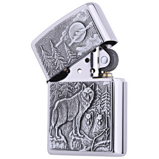 ZIPPO 之宝 20855 木狼行 拉丝镀铬徽章 煤油防风火机