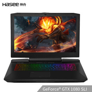 HASEE 神舟 战神GX10-CP7 PLUS 17.3英寸游戏本（i7-8700K、32G、1TB+2×512GB、GTX1080SLI）