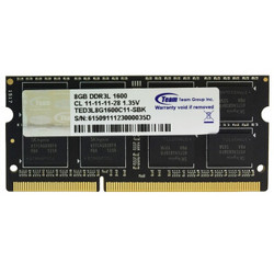 十铨（Team） 低电压 DDR3 1600 笔记本内存 8G