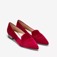 歌涵 COLE HAAN Marlee Skimmer 女士 红色天鹅丝绒休闲鞋