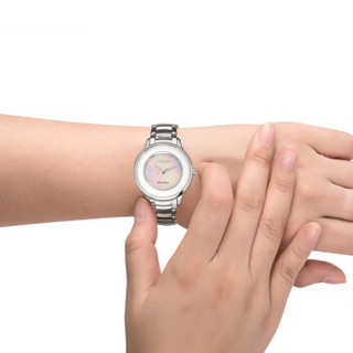 西铁城(CITIZEN) 光动能不锈钢玫瑰金色表带时尚休闲女表EM0380-57D 30.4mm 银色不锈钢 银色 银色